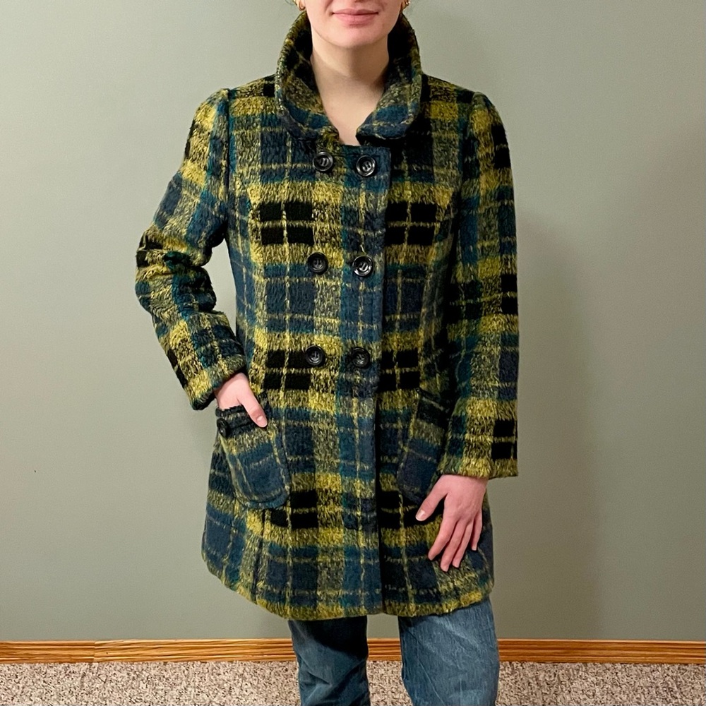Etam Weekend Plaid Double Breasted Peacoat
